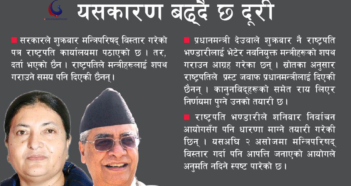 फेरी देखियो राष्ट्रपति र प्रधानमन्त्रीबीच टकरावको संकेत