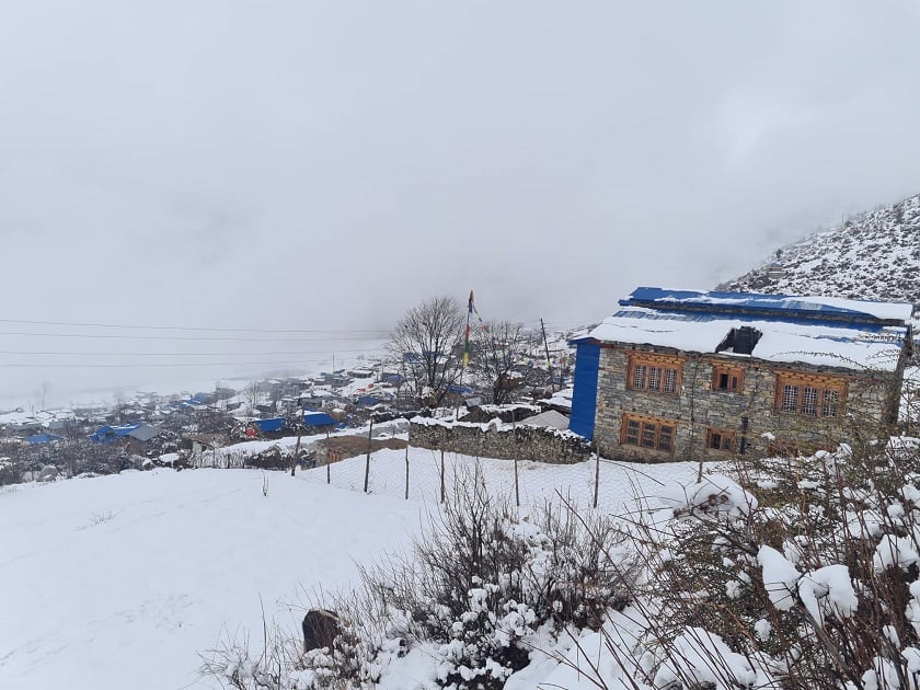 कर्णालीका हिमाली जिल्लामा तेस्रो पटक हिमपात, जनजीवन प्रभावित